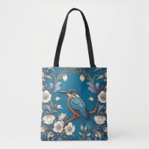 Elegante Turquoise Kingfisher Vogel Bloemen