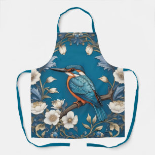 Elegante Turquoise Kingfisher Vogel Bloemen Schort