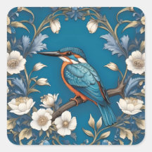 Elegante Turquoise Kingfisher Vogel Bloemen