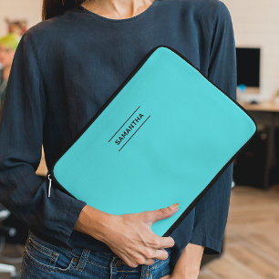 Elegante Turquoise met Naam Laptop Hoes
