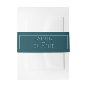 Elegante Turquoise Minimalistische Namen Uitnodigingen Wikkel