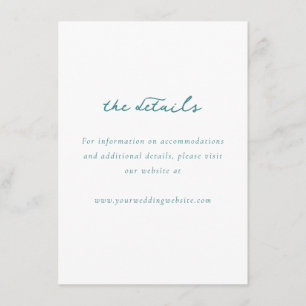 Elegante Turquoise Minimalistische Trouwdetails Ka Informatiekaartje