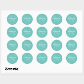 Elegante Turquoise Monogram Handgemaakte Aangepast Ronde Sticker (Vel)