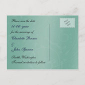 Elegante turquoise pauw Bewaar de datum Aankondigingskaart (Achterkant)