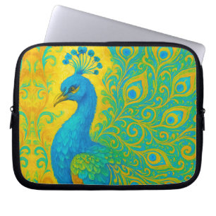 Elegante turquoise pauw vogel decoratief laptop sleeve