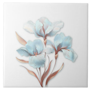 Elegante turquoise roze gouden gestileerde lelies tegeltje