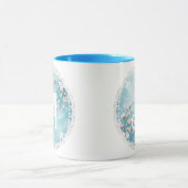 Elegante Turquoise Roze Kersenbloesem Initialen Mok (Midden)