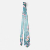 Elegante Turquoise Roze Kersenbloesem Initialen Stropdas (Achterkant)