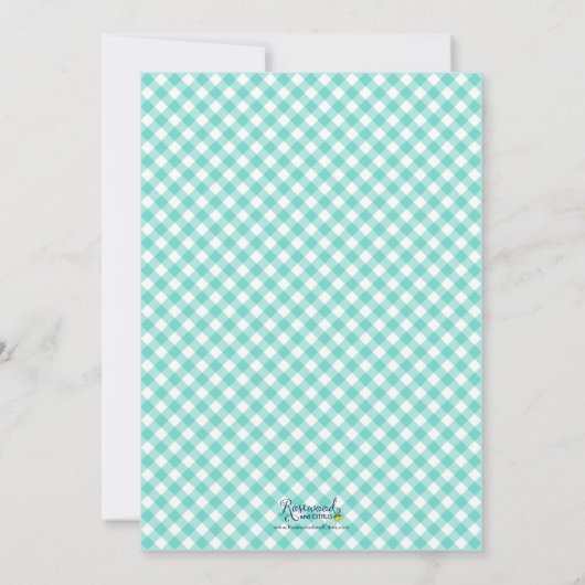 Elegante Turquoise Rozen Bruidsaai Invitatie Kaart (Achterkant)