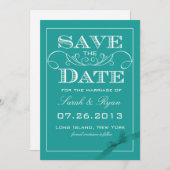 Elegante Turquoise Save the Date Aankondiging (Voorkant / Achterkant)