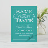 Elegante turquoise save-the-date-aankondiging kaart (Staand voorkant)