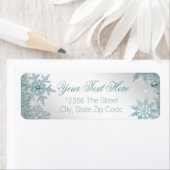 Elegante turquoise sneeuwvlok etiket (Insitu)