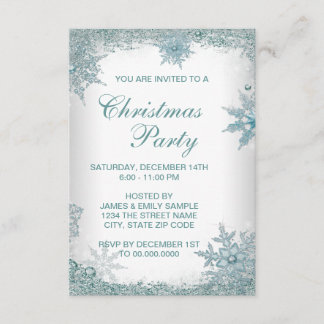 Elegante Turquoise Sneeuwvlok Kerstfeest RSVP Kaart