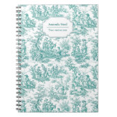 Elegante turquoise toile de jouy klein notitieboek (Voorkant)