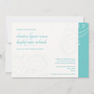 Elegante turquoise uitnodiging, Caroline Wedding Kaart