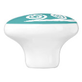 Elegante Turquoise & witte Koru krullen wervelinge Keramische Knop (Zijkant)