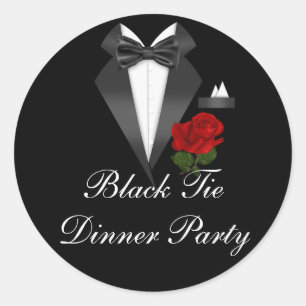 Elegante Tux & Roos Zwart Galadiner Sticker