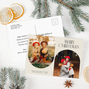 Elegante twee foto kerstvakantie briefkaart