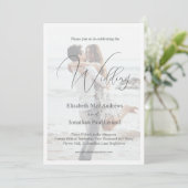 Elegante twee foto stijlvolle bruiloft kaart (Staand voorkant)