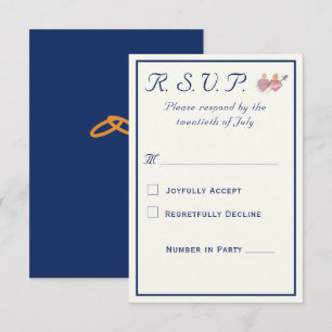 Elegante Twee Harten Katholieke Bruiloft RSVP Kaartje