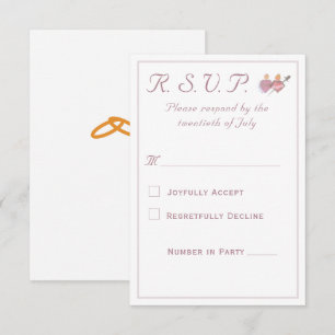 Elegante Twee Harten Katholieke Huwelijk  RSVP Kaartje