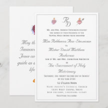 Elegante Twee Harten Katholieke Trouwuitnodiging