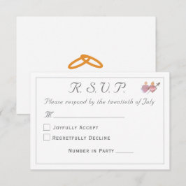 Elegante Twee Hartens Katholieke Bruiloft RSVP Kaartje