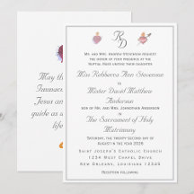 Elegante Twee Hartjes Katholieke Trouwuitnodiging