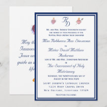 Elegante Twee Hartjes Katholieke Trouwuitnodiging