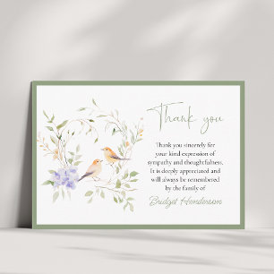 Elegante Twee Vogels Rouwkaart Bedankje Bedankkaart