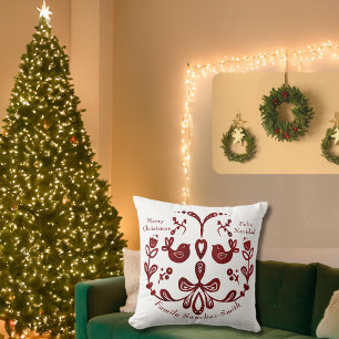 Elegante tweetalige Bourgondische vogels Kerstmis  Kussen