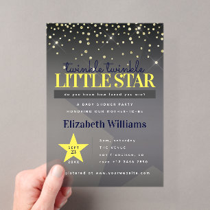 Elegante Twinkle Twinkle Little Star Baby Shower Acryl Uitnodigingen