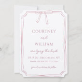 Elegante "Tying the Knot" Hand-Drawn Bow Dusty Roo Save The Date (Voorkant)