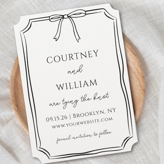 Elegante "Tying the Knot" met de hand getrokken bo Save The Date