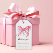 Elegante 'Tying the Knot' Roze Strik Bruidsboeket Cadeaulabel