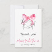 Elegante 'Tying the Knot' Roze Strik Bruidsjurk Sh Bedankkaart (Voorkant)