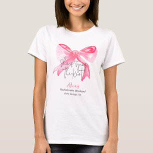 Elegante 'Tying the Knot' Roze Strik Bruidsmeisjes T-shirt