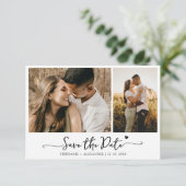 Elegante Typografie 2 Foto Bruiloft Save The Date (Staand voorkant)
