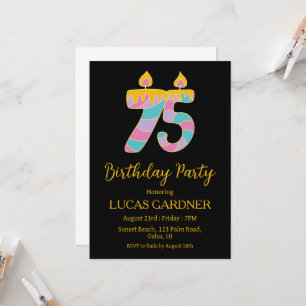 Elegante typografie 75ste verjaardag uitnodigingen