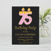 Elegante typografie 75ste verjaardag uitnodigingen (Staand voorkant)