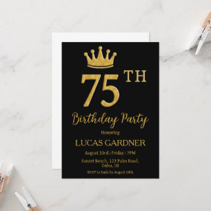 Elegante typografie 75ste verjaardag uitnodigingen