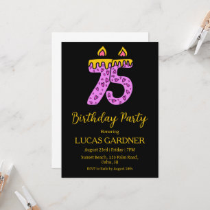 Elegante typografie 75ste verjaardag uitnodigingen
