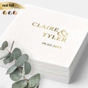 Elegante typografie ampersand minimale bruiloft folie servetten