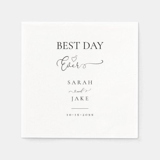 Elegante Typografie: beste dag ooit bruiloft Servet (Voorkant)