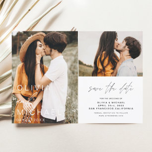 Elegante typografie Bewaar de datum foto Minimalis Save The Date