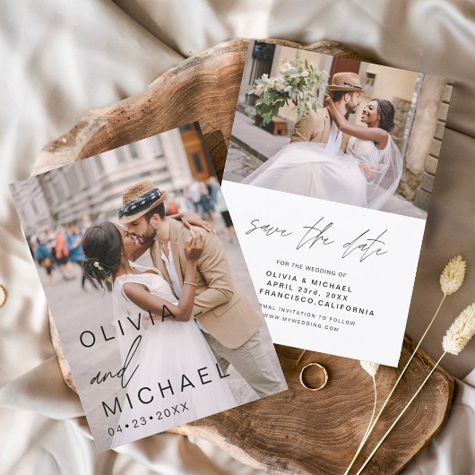 Elegante typografie Bewaar de datum Foto Minimalis Save The Date