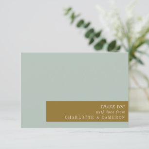 Elegante typografie blauw olijfgroen aangepast huw bedankkaart