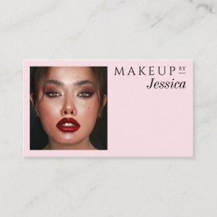 Elegante typografie Blush Roze Foto Make-up Visitekaartje