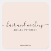 Elegante Typografie Blush Roze Haar Make-up Vierkante Sticker (Voorkant)