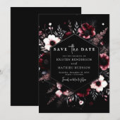 Elegante typografie Bourgondische bruiloft Save The Date (Voorkant / Achterkant)